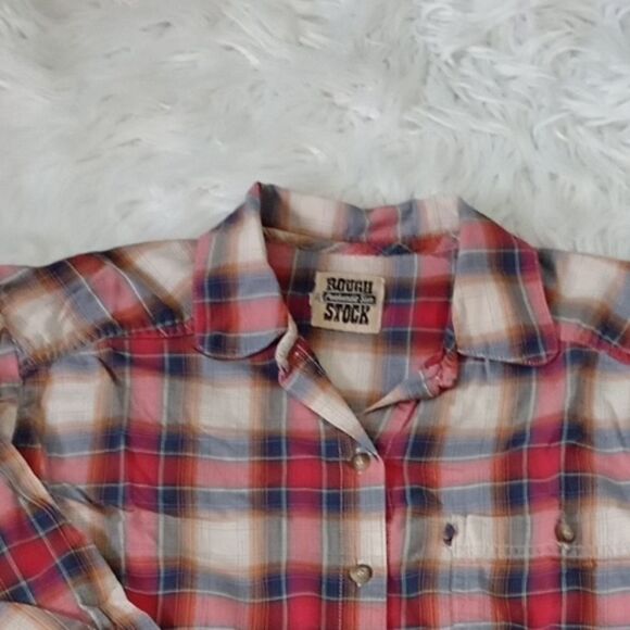 Panhandle Slim Roughstock Shirt Womens Size M Plaid Long Sleeve Bottom Down - Picture 7 of 7